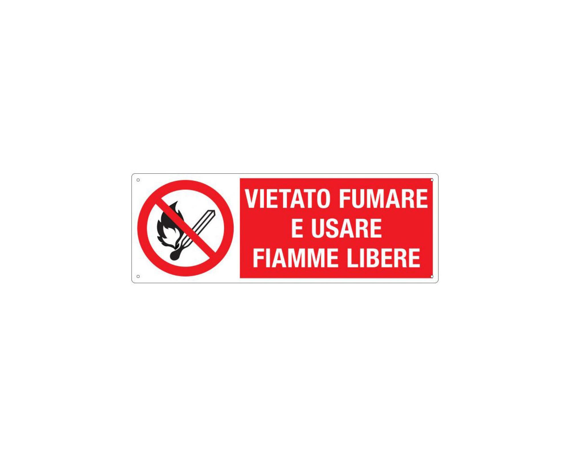 Cartello vietato fumare e usare fiamme libere