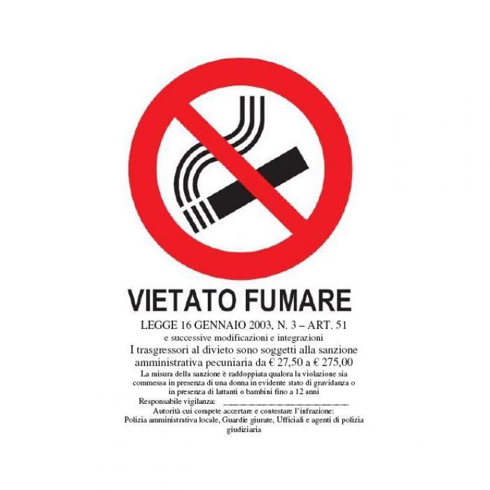 Cartello vietato fumare - Cartelli Antincendio in Alluminio