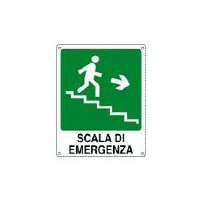 Cartello Uscita Di Emergenza Con Freccia A Destra, Adesivo Riflettente PVC Per Interno/Esterno, 300x150 Mm