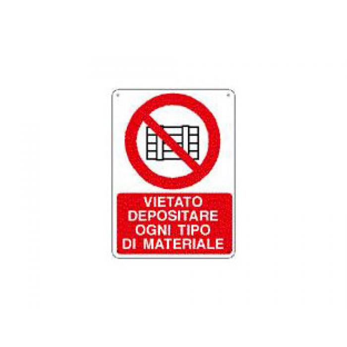Cartello Uscita di sicurezza. Vietato depositare materiali - E - Alluminio 500x700 mm